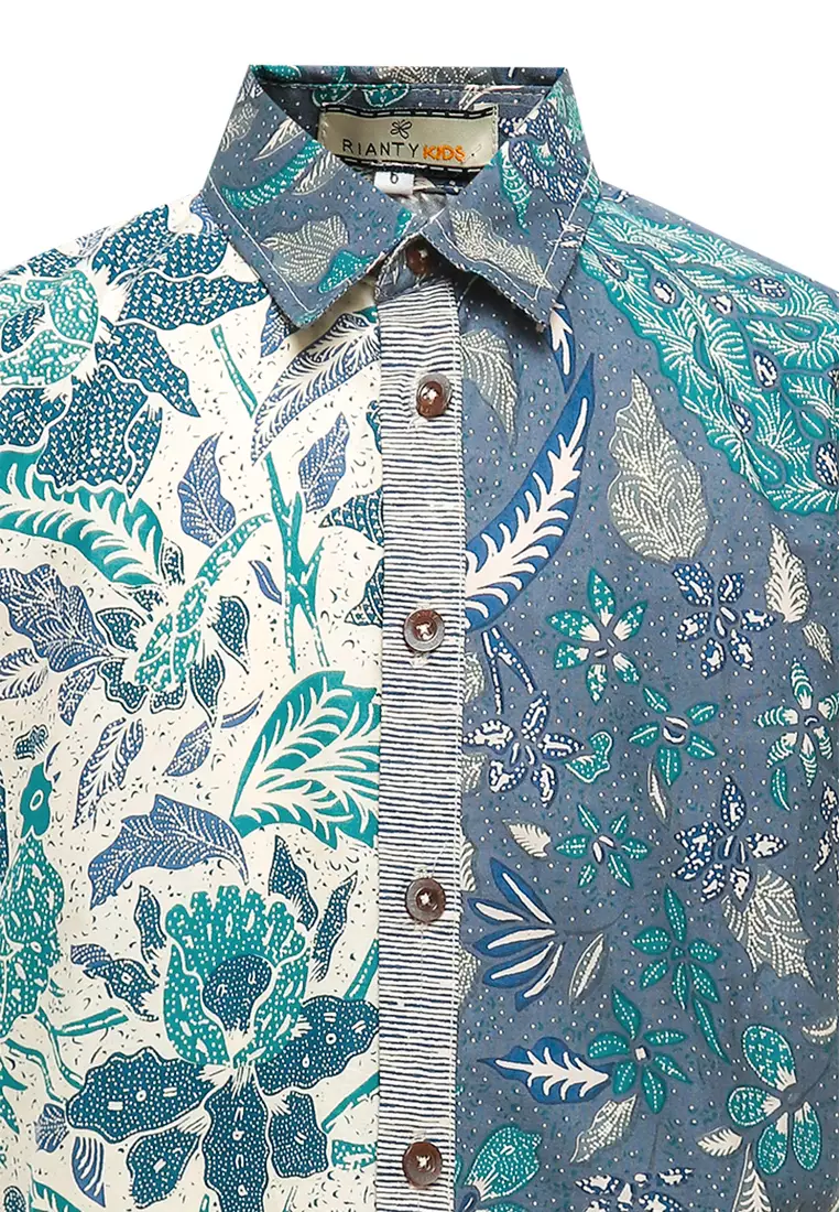 Hem Anak Laki Laki Batik Noel Grey Lengan Pendek