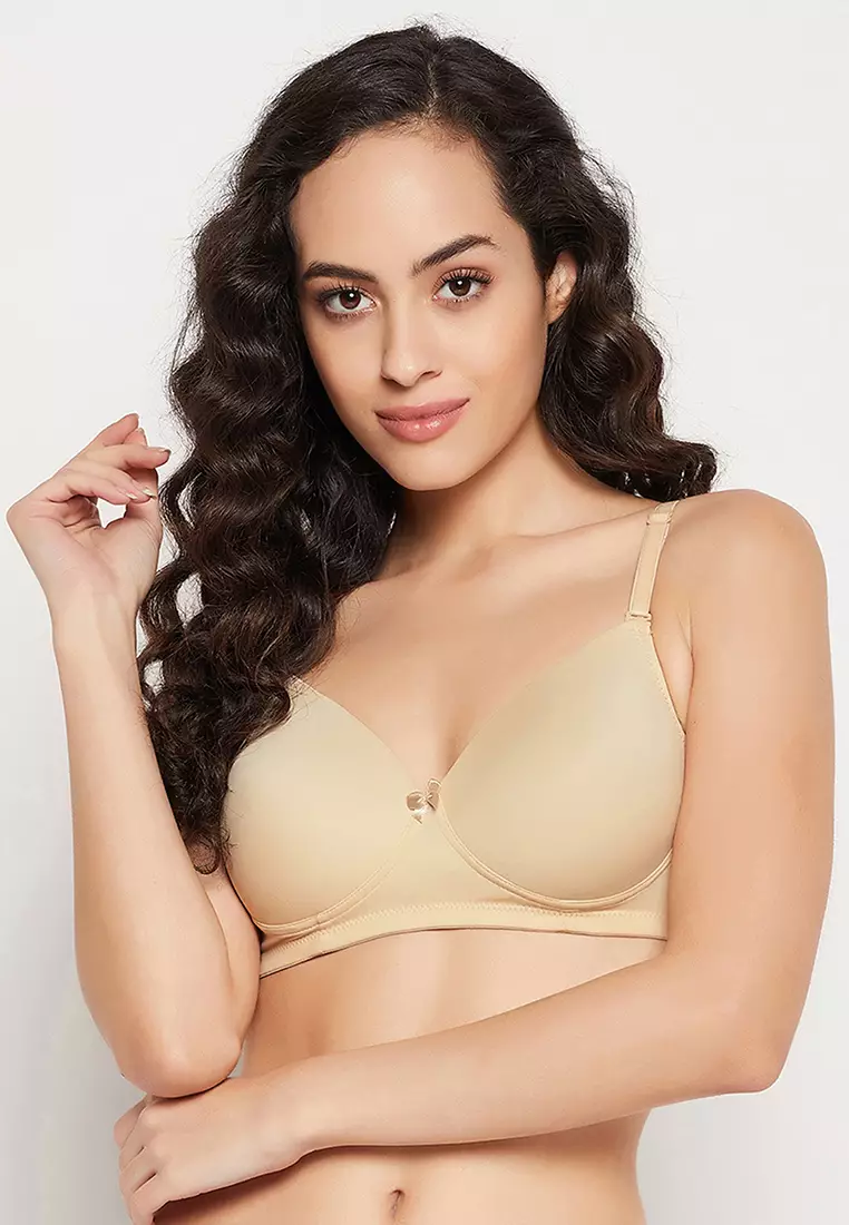 Clovia Padded Non-Wired Full Coverage Multiway T-shirt Bra in Beige