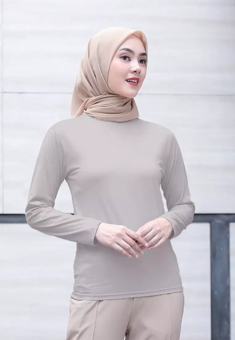 Cotton Bee - Manset Lengan Panjang Aneisha Inner Rayon - Sky Grey - L 