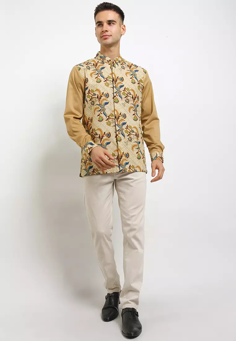 Kemeja Koko Batik Lengan Panjang Katun Premium Rafiq Brown