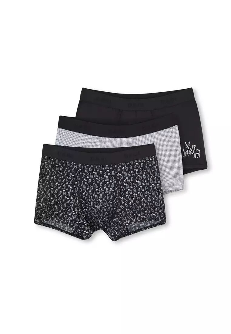 Buy DAGİ 3 Pack Grey Christmas Boxer, Polka dot Printed, Slim Fit