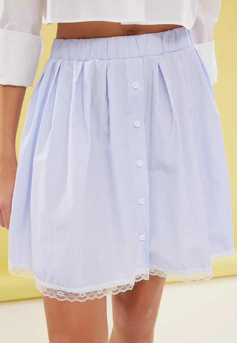 Hem Lace Detail Mini Skirt