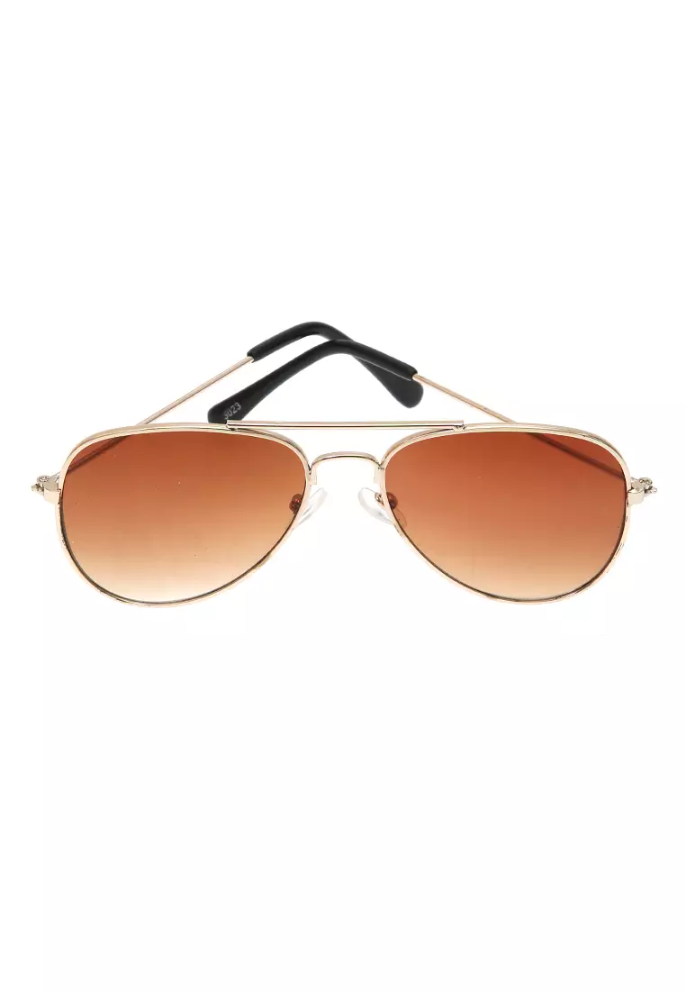 Ulrico Kacamata Anak Unisex Sunglasses Kids Aviator Mirror Lens Material Alloy ORIGINAL - Brown