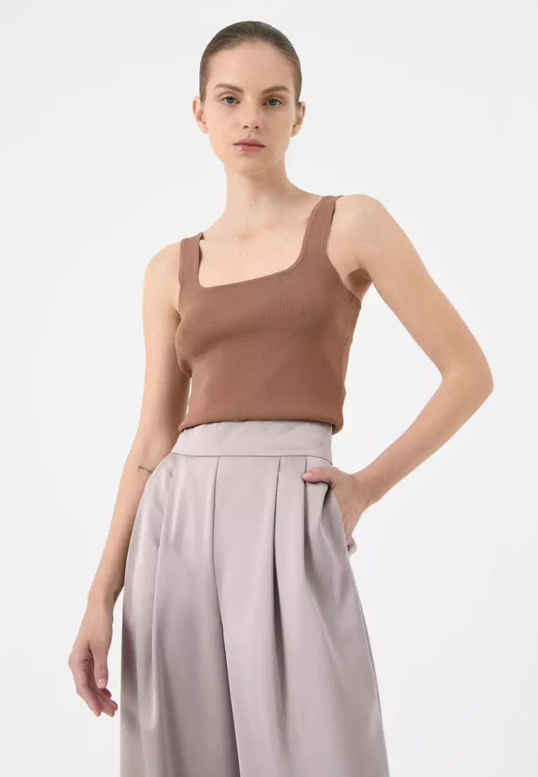 FORCAST Miami Cropped Sleeveless Knit Top