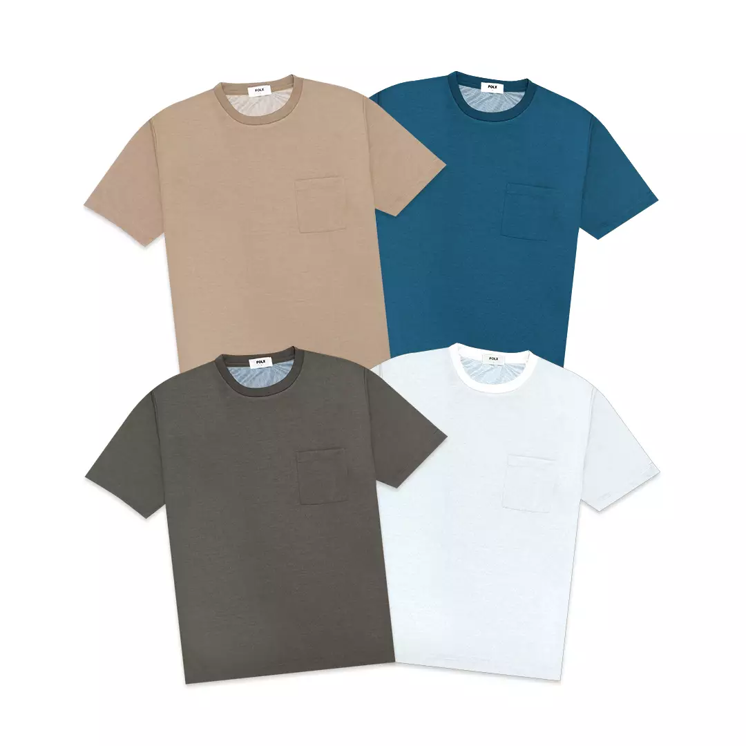 Inner Stripes Pocket T-Shirt Light Blue