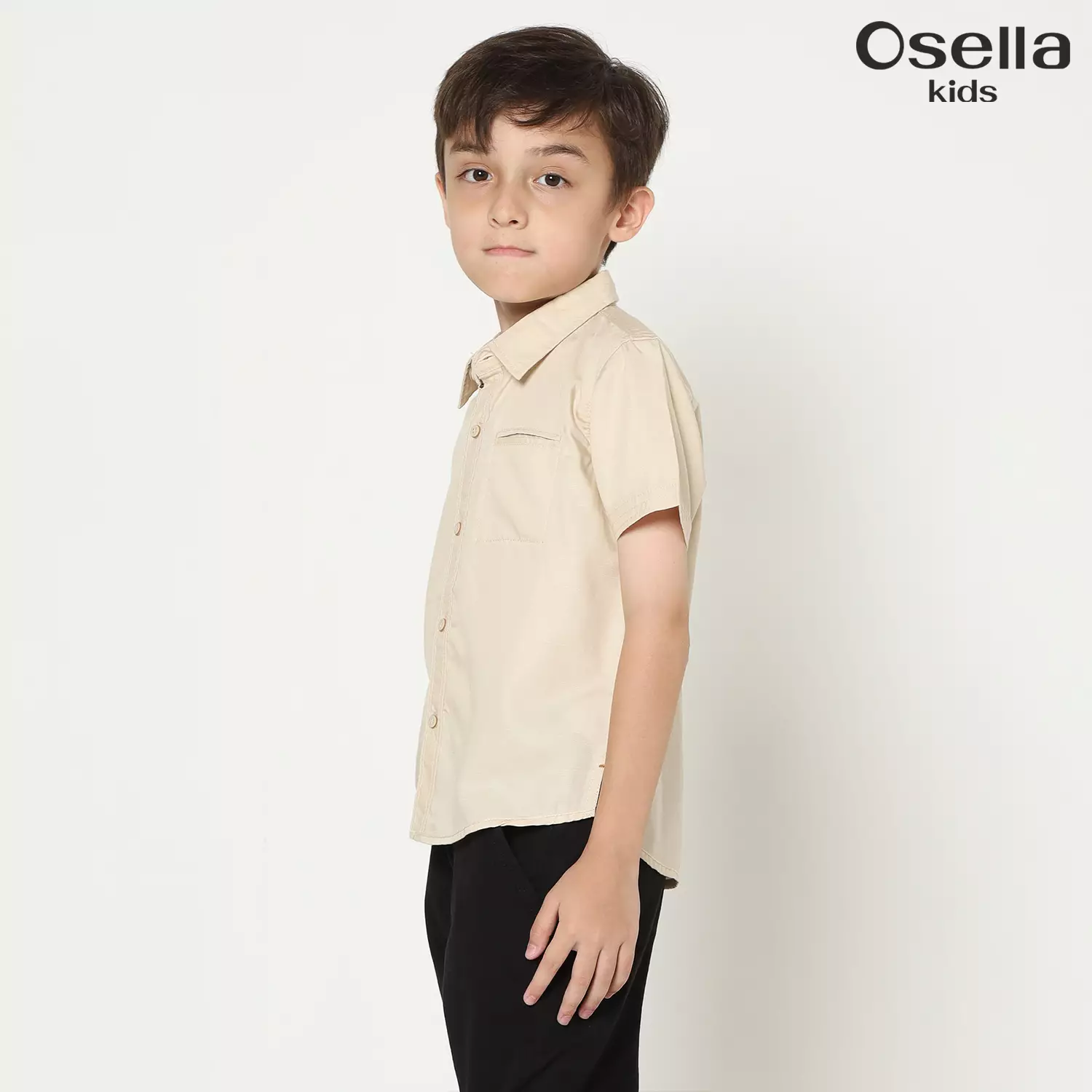 Osella Tencel Slub Short Sleeve Shirt 2232500389 | Atasan Kemeja Lengan Pendek Anak Laki Laki