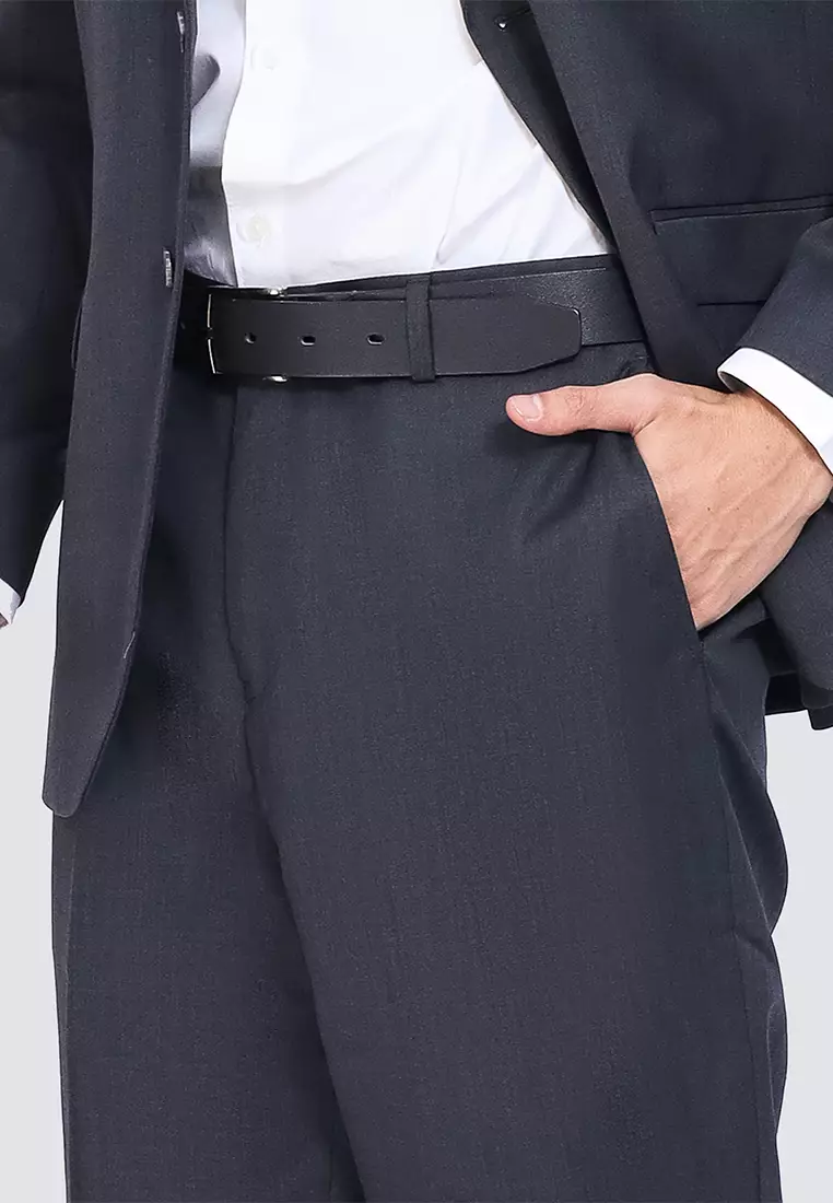 Charcoal Regular Fit Wool Blend Stretch Trousers