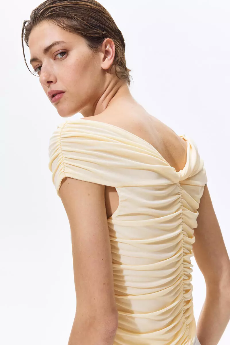 Gathered off-the shoulder top