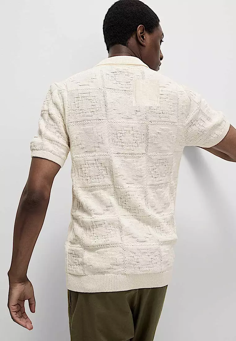 Cotton Blend Knitted Polo Shirt