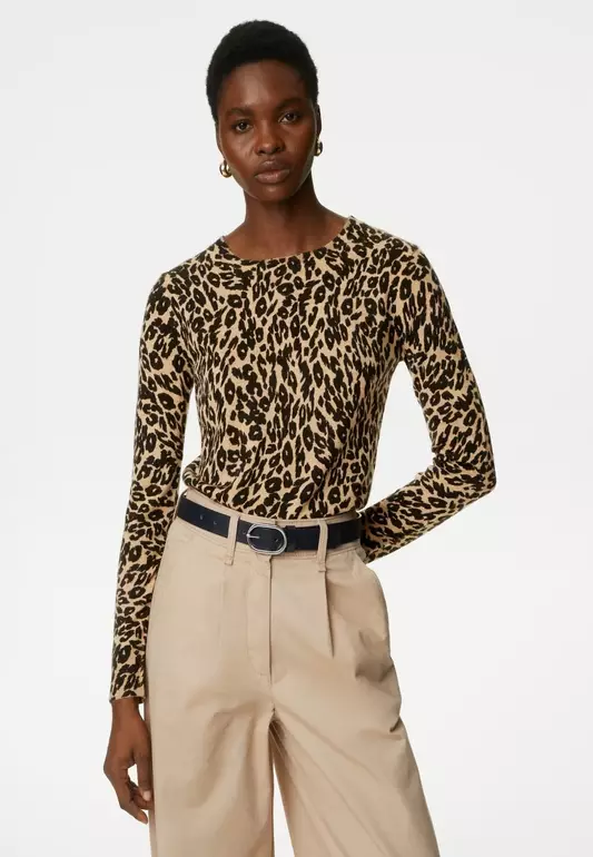 Supersoft Animal Print Crew Neck Jumper