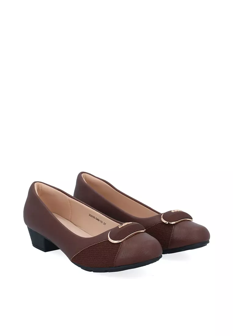Dark Brown CR Amelia Textured Pumps