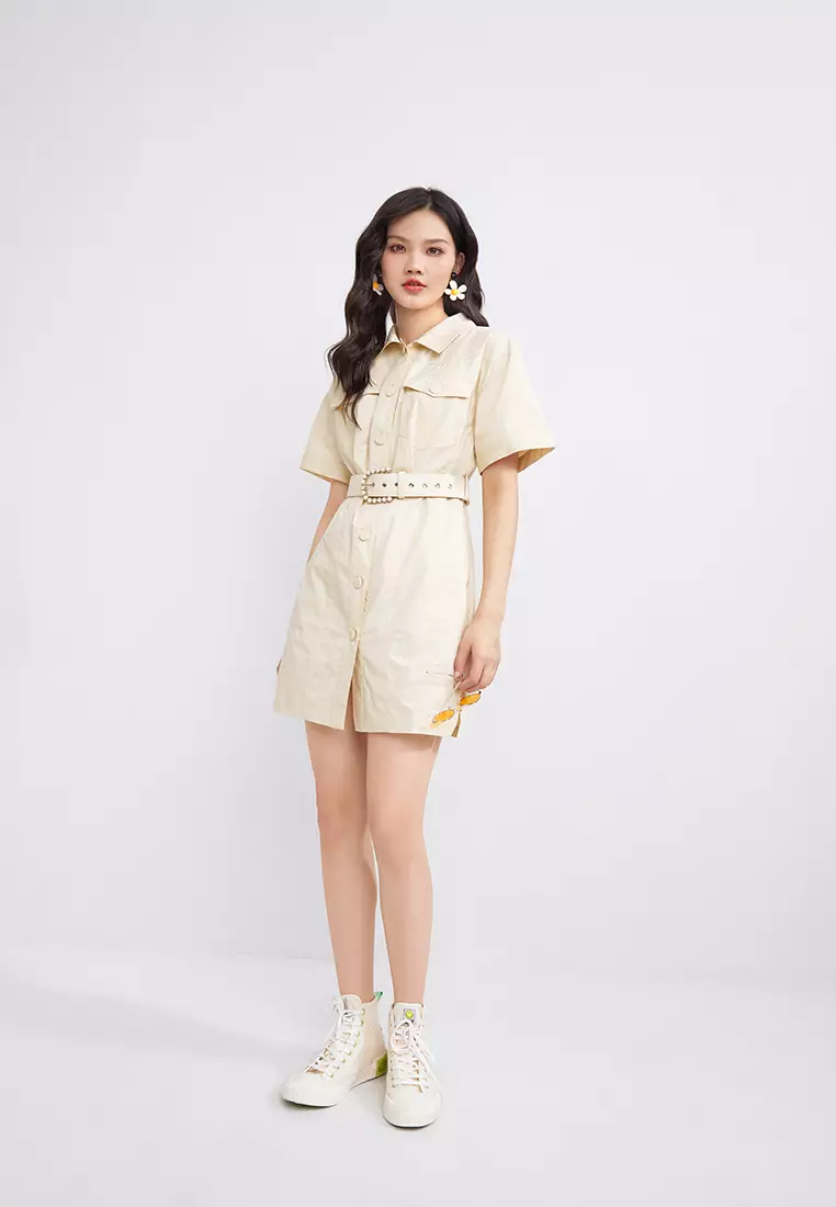 線上選購Hopeshow Button Mini Dress with Belt | ZALORA 台灣