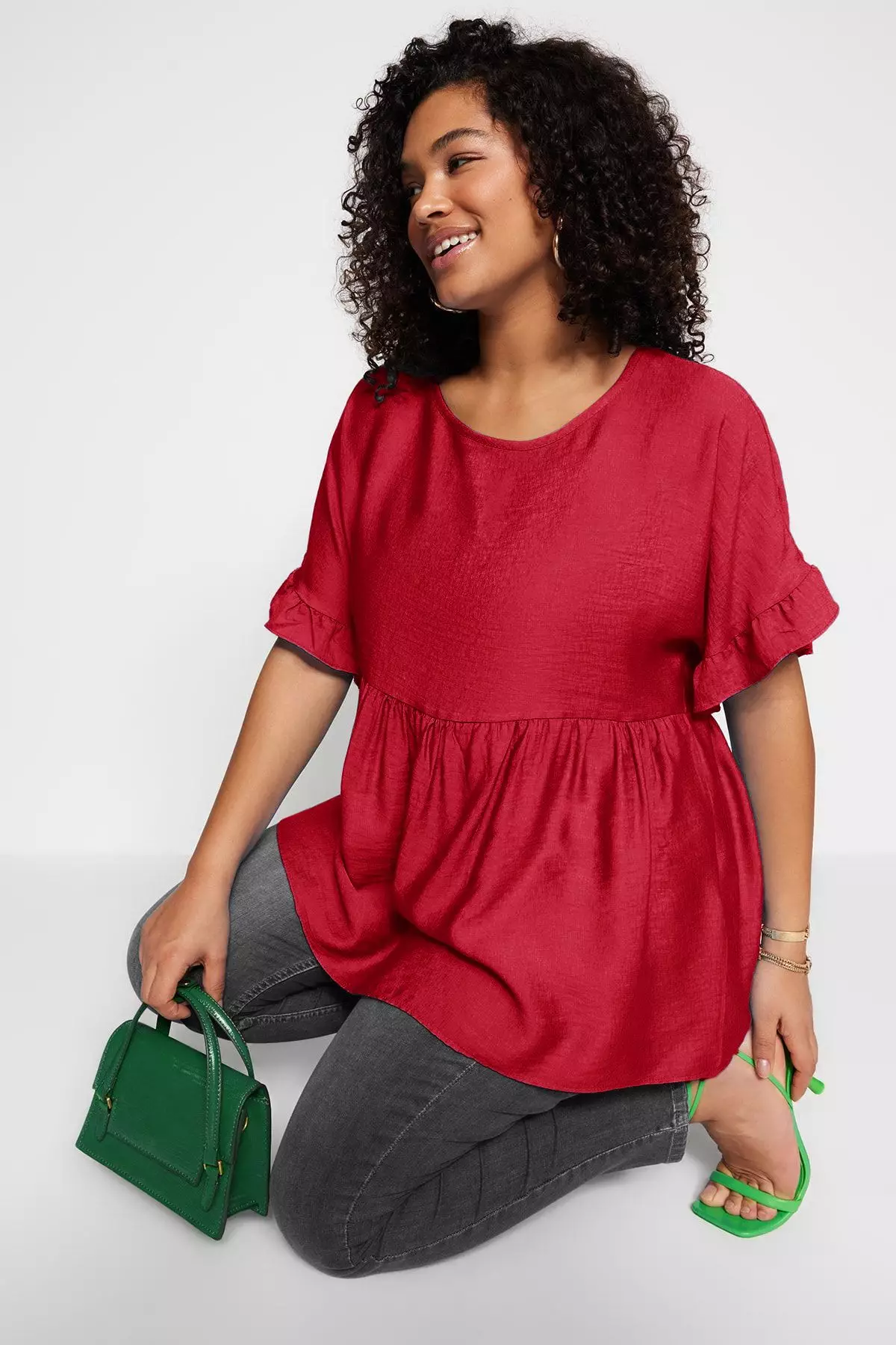 Plus Size Round Neck Blouse