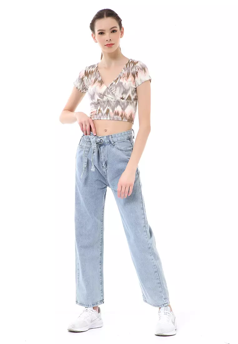 Cerise Atasan Wanita Crop Top T-Shirt Simple Girly Kaos Lengan Pendek Material Pisky Terry ORIGINAL - Orange