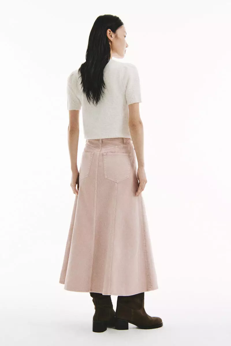 Flared twill skirt