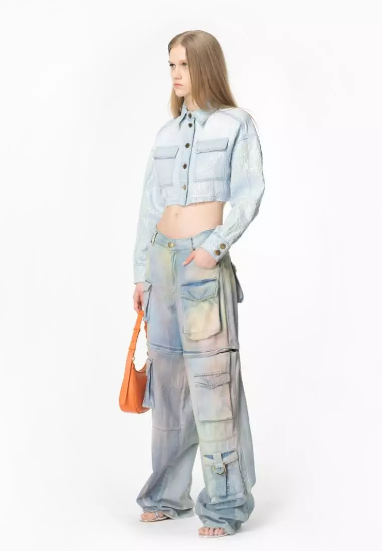Cropped denim jacket with sequins