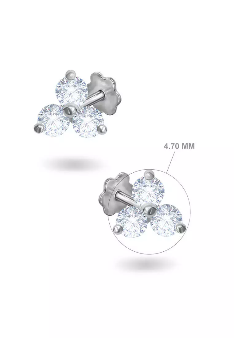 Buy Aquae Jewels Earrings Britney 18K Gold and Diamonds White