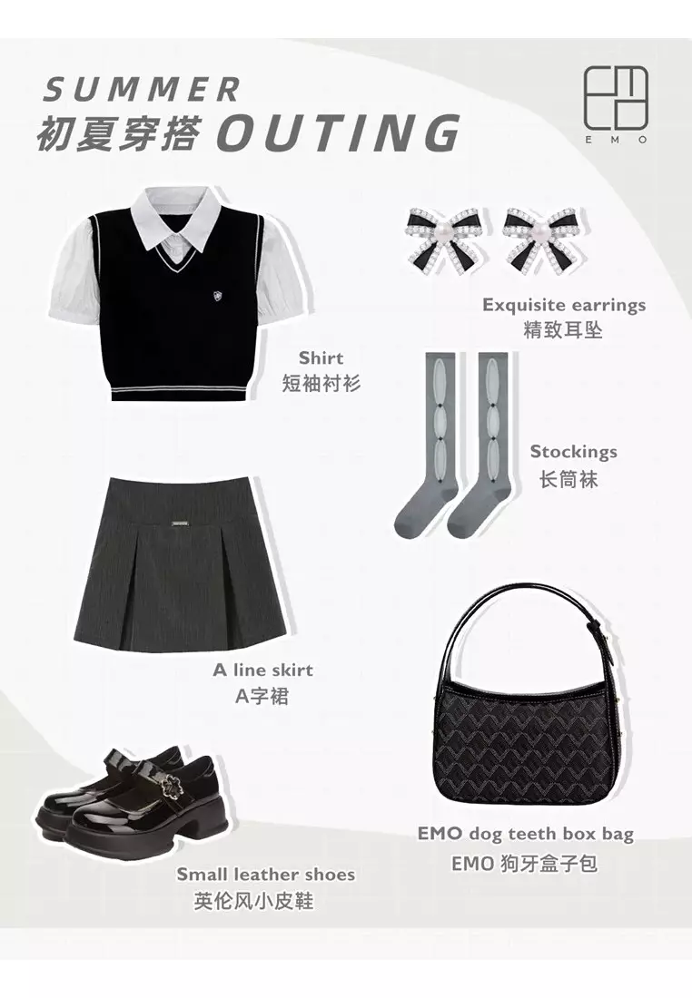 EMO - Dog Tooth side trunk Bag- Black