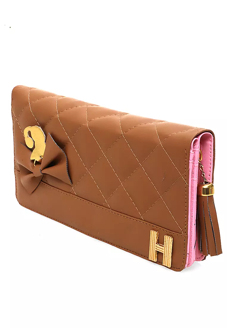 Dive Dompet Panjang Wanita Cat Ribbon Wallet Casual Many Slot Material Kulit Leather ORIGINAL - Brown