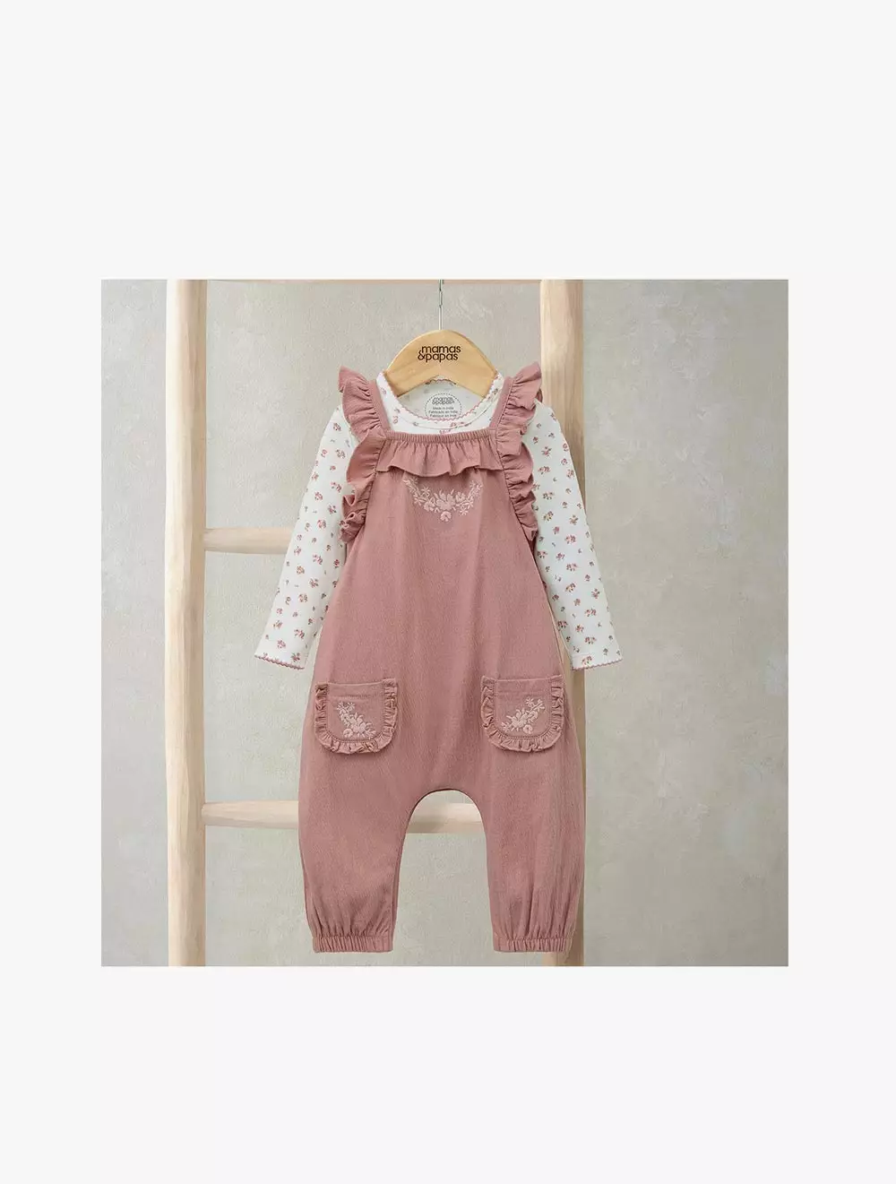 Mamas & Papas Embroidered Dungarees & Bodysuit Set - MPSS42LK4Y