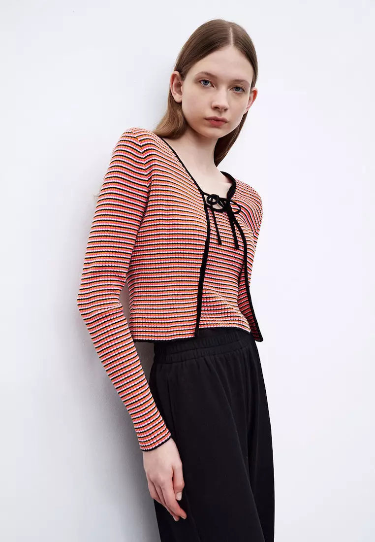 Red tie front top cardigan