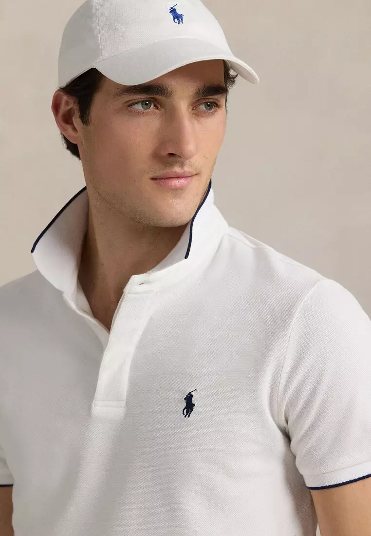 Custom Slim Fit Stretch Oxford Mesh Short Sleeve Polo Shirt