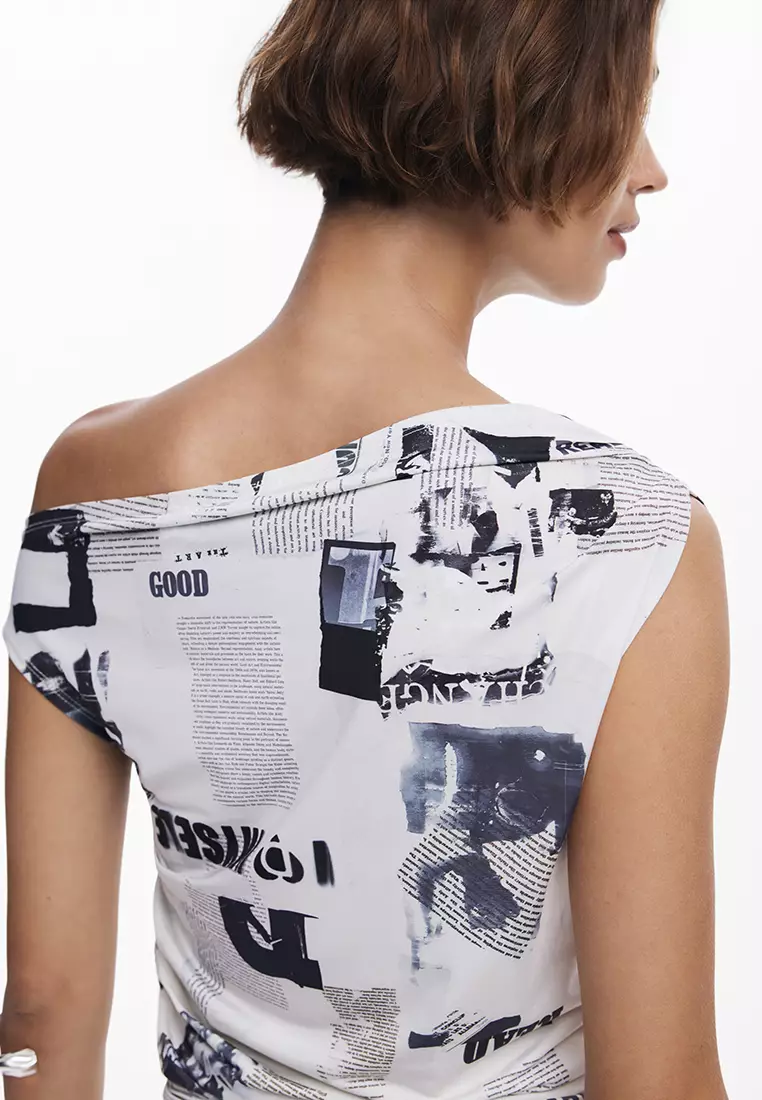 Draped newspaper T-shirt
