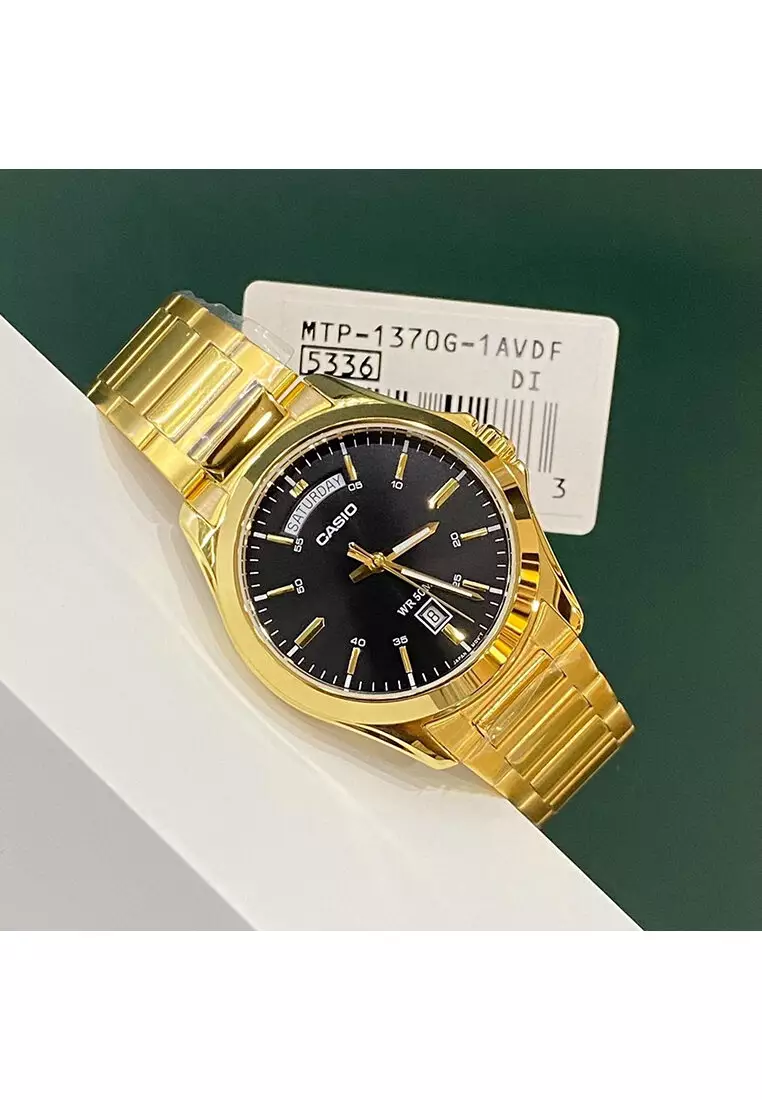 MTP-1370G-1A Men Analog Watch with Gold Stainless Steel Band