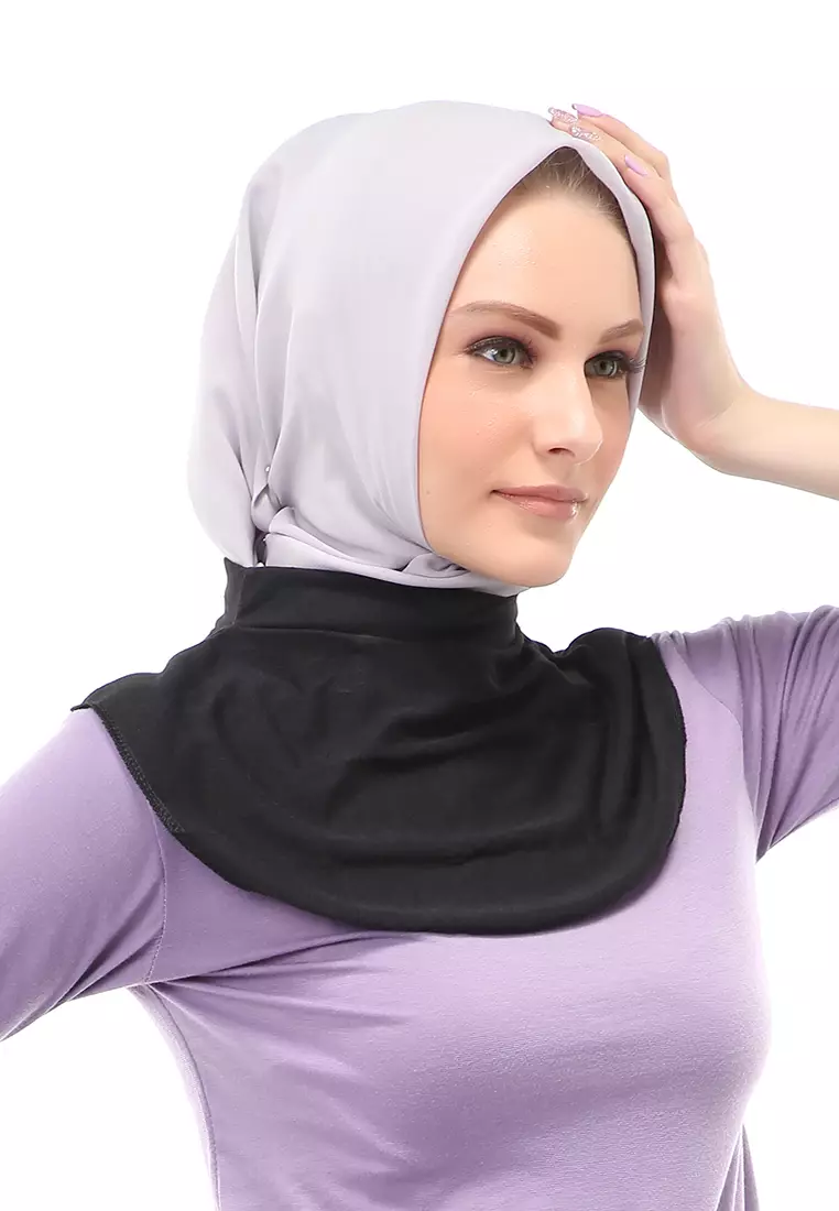Afifah Manset Leher Polos Muslimah Casual Relaxed Fit - Hitam