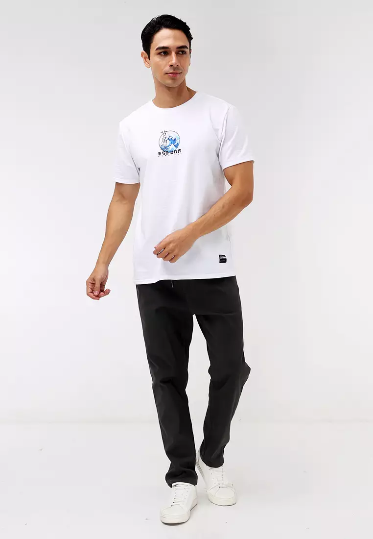 Round Neck Streaky Short Sleeves T-Shirt