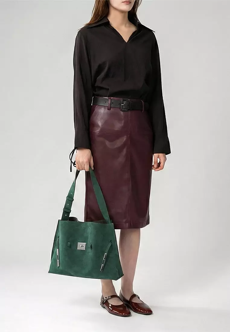 SAOI Belt Tote II Small - Suede Jade