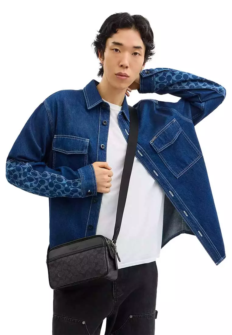 Graham Crossbody Bag In Signature Canvas Charcoal/Black CV921