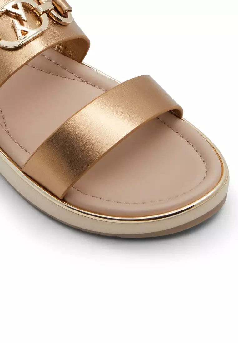 Gold two 2025 strap sandals