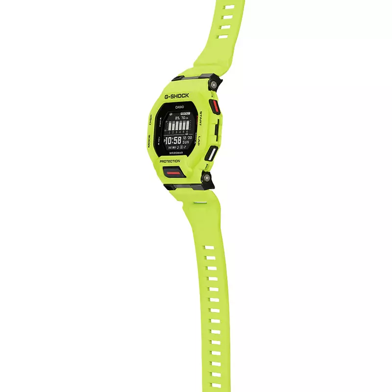 Jam Tangan Pria Casio G-Shock GBD-200-9DR G-Squad Men Black Digital Dial Green Lime Resin Band