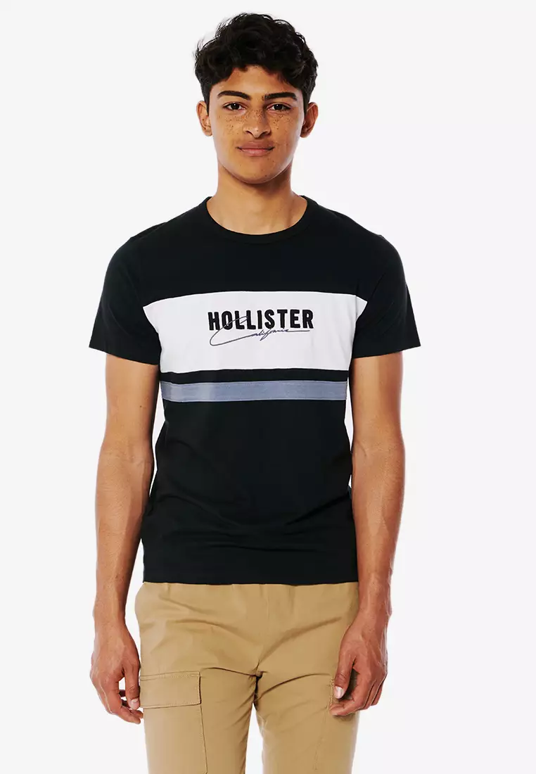 Hollister colorblock discount logo graphic tee
