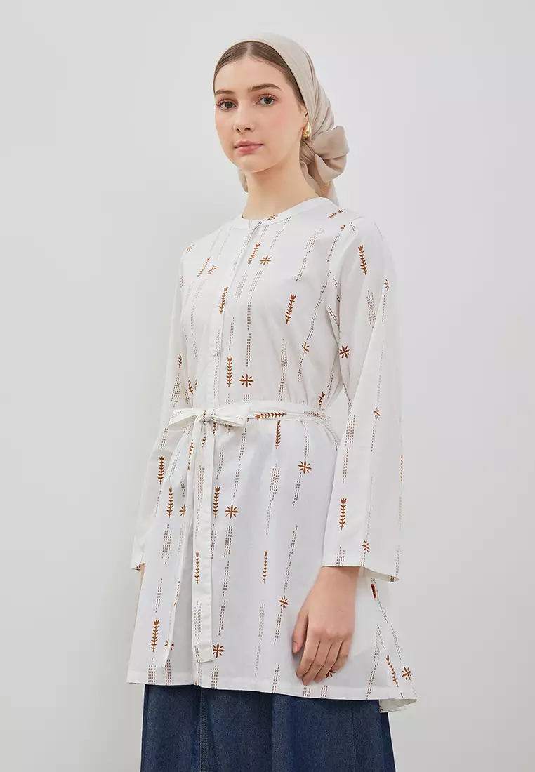 DUST Tunik Zeyana Ethnic Putih (D.1622)