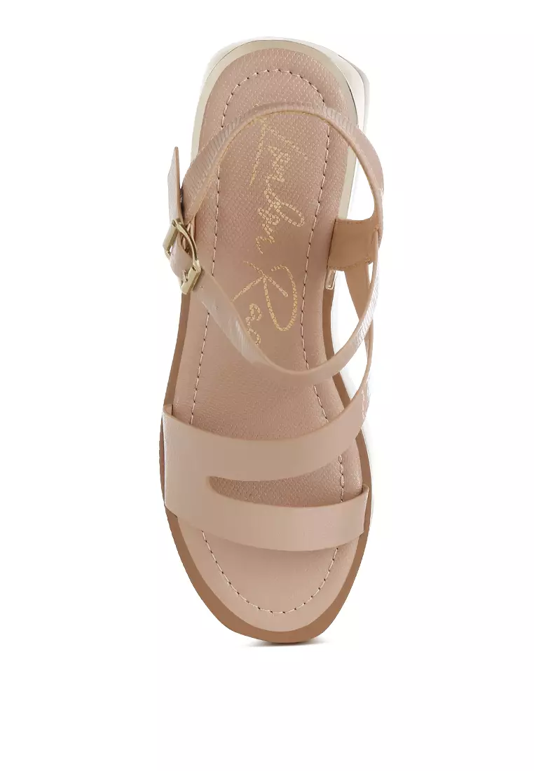 Chunky Flatform Sandals In Beige