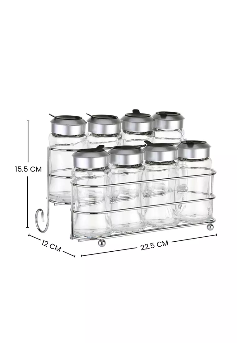 Edge Stainless Steel Racks Spice Rack Organizer with 7 pcs Glass Jars, –  Rampage City