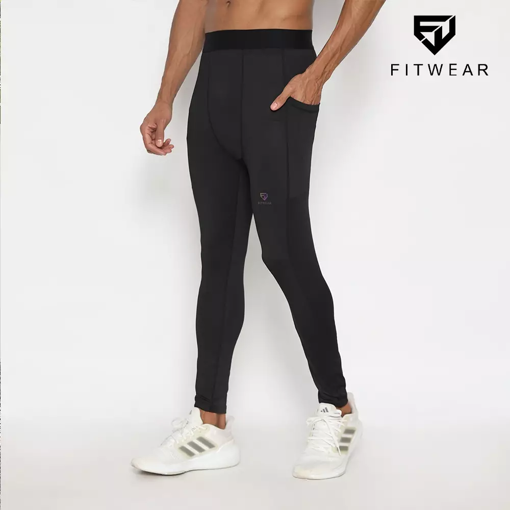 Fitwear - Legging Baselayer Dryfit Pria NICHOLAS BASIC POCKET LONG - BLACK