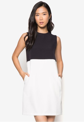Empizalora時尚購物網的koumi koumire 撞色拼接直筒連身裙, 服飾, 洋裝