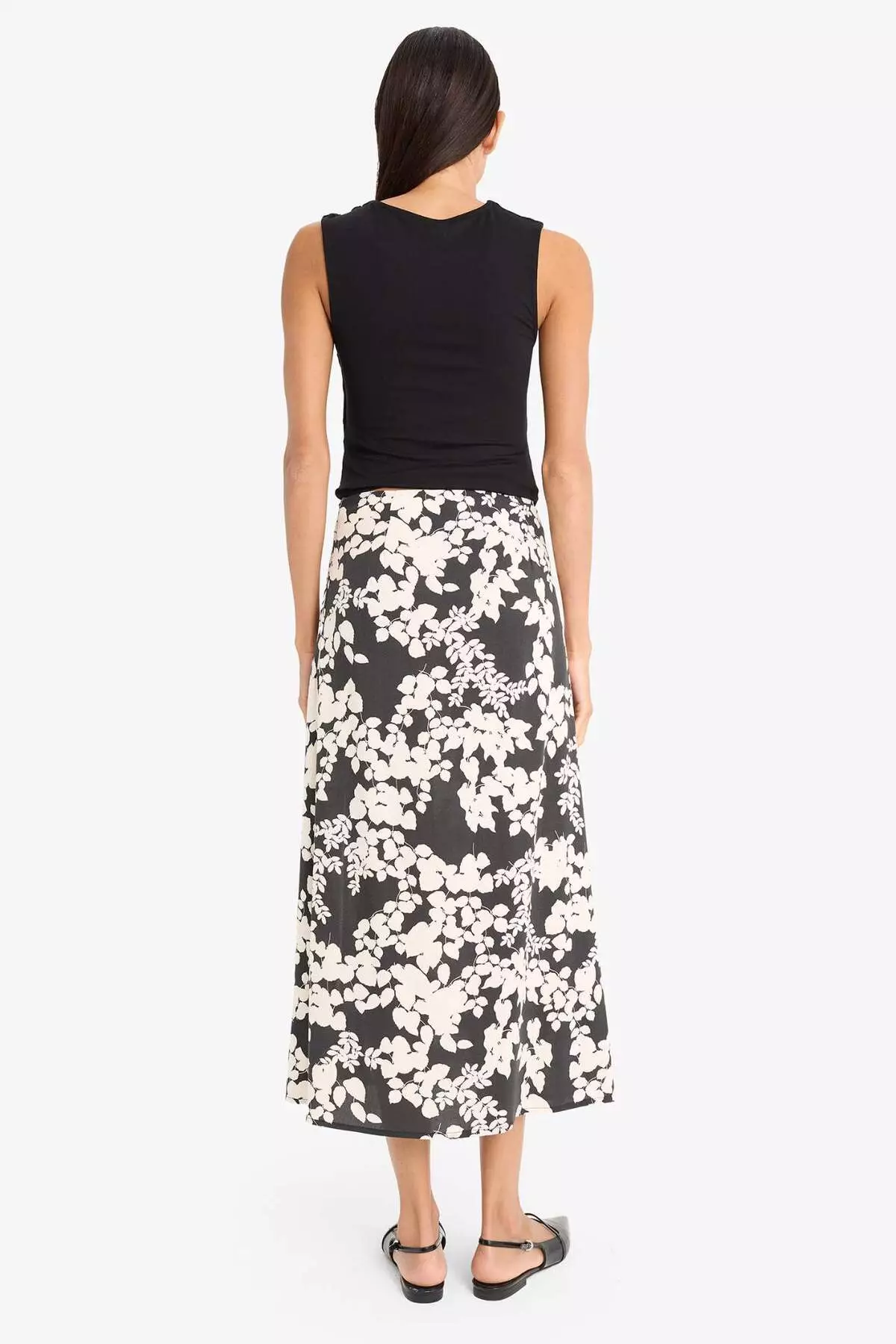 A-Line Floral Pattern Regular Waist Midi Skirt X6692Az25Sm