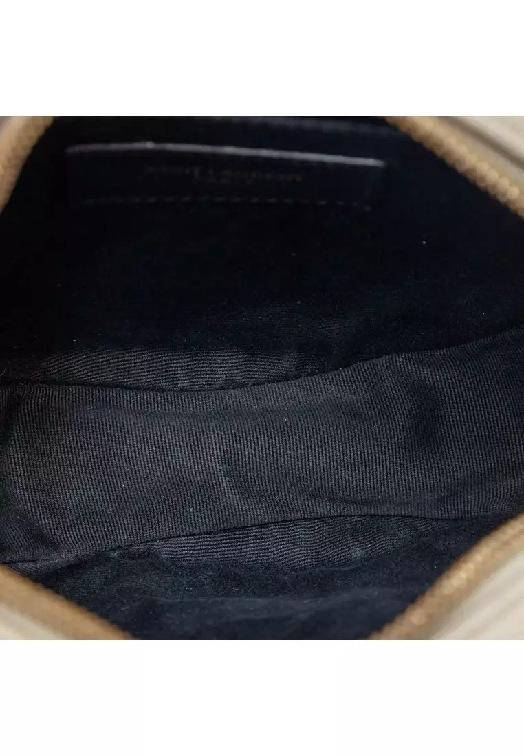 Pre-Loved Saint Laurent Grain De Poudre Chevron Round Vinyle Camera Bag