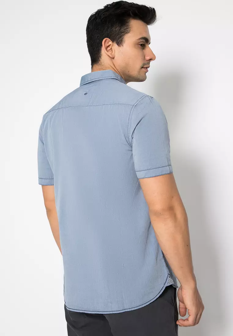 LGS - Kemeja Casual Pria - Lengan Pendek - Biru - JSH.391.S977F.763.C