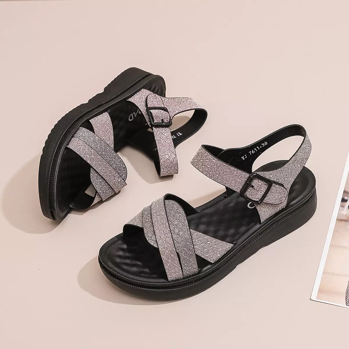 Sepatu Sandal Slip On Wanita Sendal Hangout Cewek YJ7611