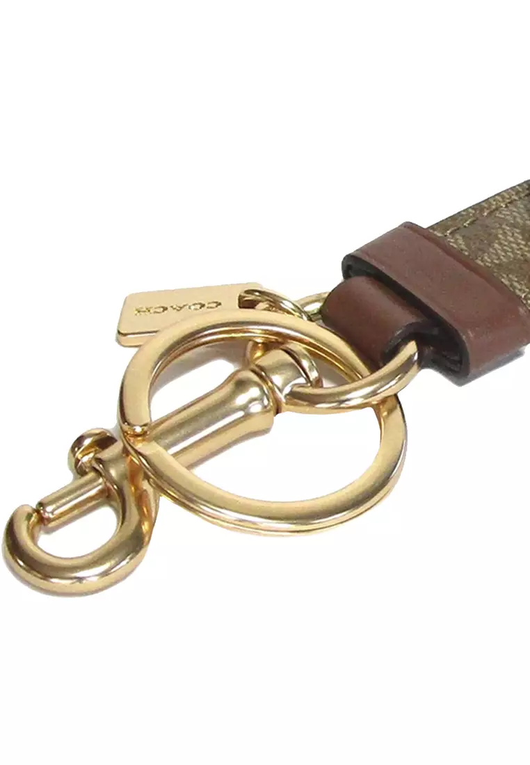 Buy Coach Coach Trigger Snap Bag Charm In Signature Canvas in Khaki