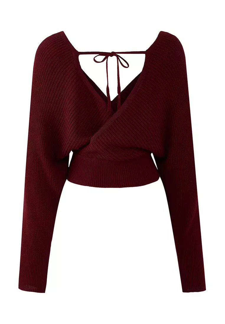 Burgundy Double Breasted Knitwear Sweater