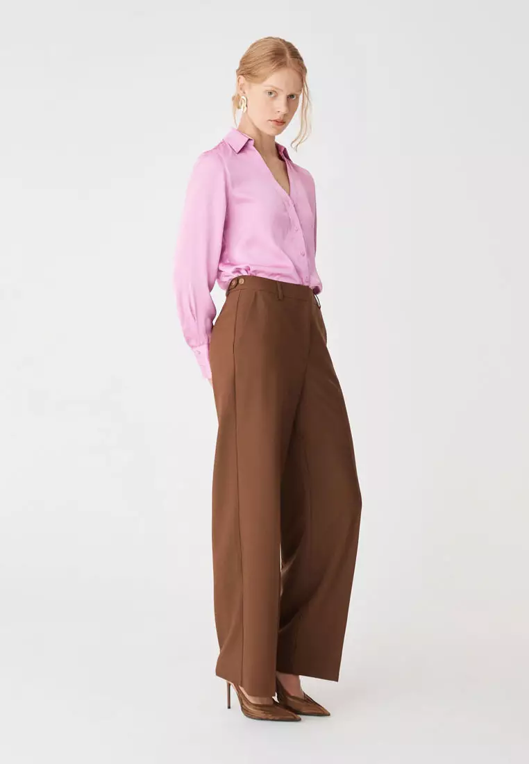 Lila V-Neck Satin Blouse