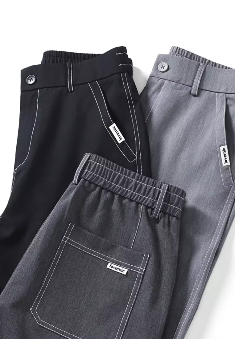 彈性腰圍修身長褲