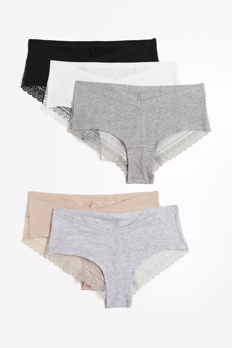 Buy H&M MAMA 5-pack lace-trimmed cotton hipster briefs 2024 Online