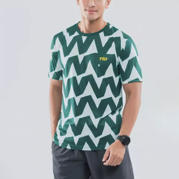 Kaos Lari Ringan Cepat Kering Tangan Pendek "big zigzag" boston green MSB14